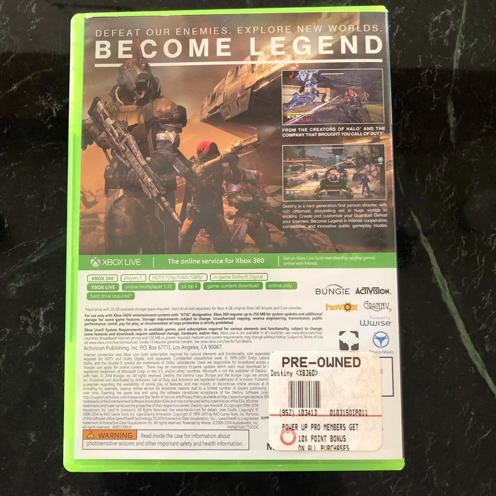 XBOX 360 Destiny Video Game